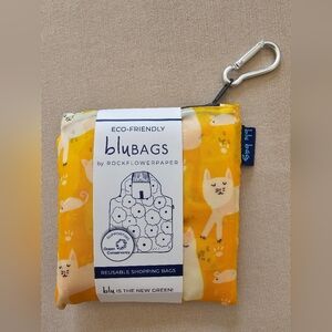 NWT Blu Bags by Rock Flower Paper Yellow Cat Reuseable Bag